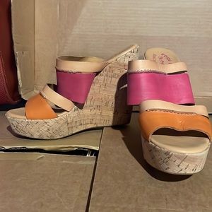 Kork-Ease Leather Platform Cork Wedge 8